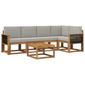 vidaXL Ensemble de canapés d'extérieur 6 Pièces Naturel et gris clair