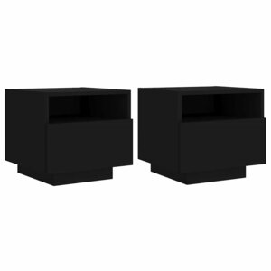 vidaXL Armoires de chevet avec lumières LED 2 Pièces noir 40x39x37 cm