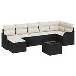 vidaXL Ensemble de canapé de jardin avec coussin 8 Pièces Noir Poly rotin