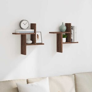 vidaXL Étagères murales 2Pièces chêne marron 38x12x38cm bois d'ingénierie