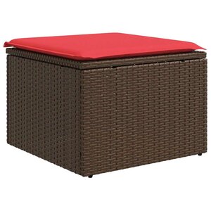 vidaXL Tabouret de jardin avec coussin Marron 55x55x37 cm Résine tressée