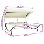 vidaXL Lit de repos d'extérieur avec auvent et oreillers Blanc crème