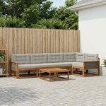 vidaXL Ensemble de canapés d'extérieur 6 Pièces Naturel et Gris clair