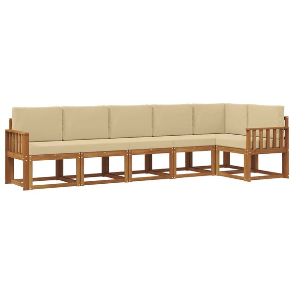 vidaXL Ensemble de canapés d'extérieur 6 pc Naturel et Beige