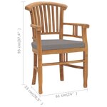 Vidaxl chaises de jardin 2 pièces avec coussins gris foncé bois de teck