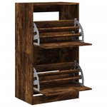 vidaXL Armoire à chaussures 2 tiroirs rabattables chêne fumé
