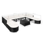 vidaXL Salon de jardin 12 Pièces avec coussins Résine tressée Noir