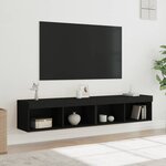 vidaXL Meubles TV avec lumières LED 2 Pièces noir 80x30x30 cm