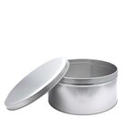 Boîte ronde alimentaire en fer blanc verni  diamètre 17 cm hauteur 8 cm