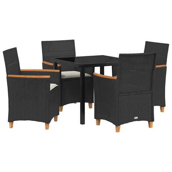 vidaXL Ensemble de salle à manger pour jardin 5 Pièces Noir polyrotin