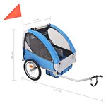 Vidaxl remorque de vélo pour enfants gris et bleu 30 kg
