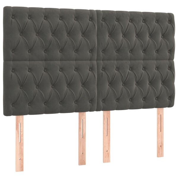 vidaXL Têtes de lit 4 Pièces Gris foncé 80x7x78/88 cm Velours