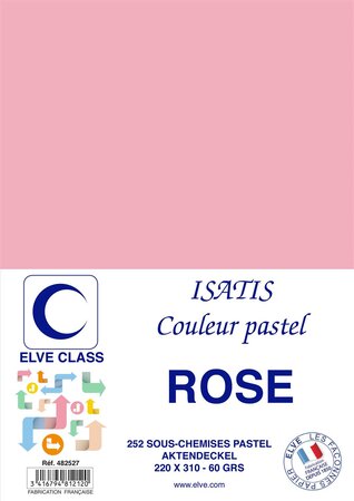 Pqt de 252 Sous-chemises 60 g 220 x 310 mm ISATIS Coloris Pastel Rose ELVE