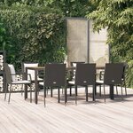 vidaXL Mobilier à dîner de jardin 9Pièces et coussins noir résine tressée