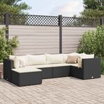 vidaXL Salon de jardin 6 Pièces avec coussins Noir Résine tressée