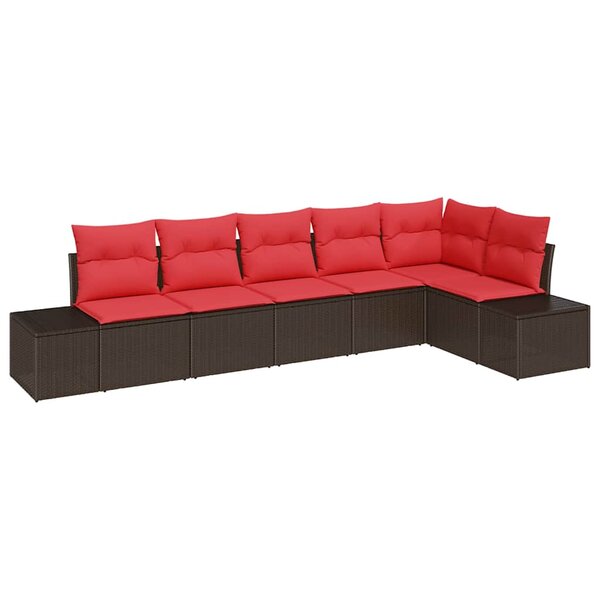 vidaXL Ensemble de canapé de jardin 6 Pièces Marron polyrotin