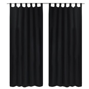 2 Pièces Rideau à Passant Micro Satin Noir 140 x 225 cm