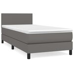 vidaXL Sommier à lattes de lit avec matelas Gris 100x200 cm Similicuir