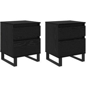 vidaXL Cabinet de chevet avec tiroir 2 Pièces Chêne noir 40 x 35 x 50 cm