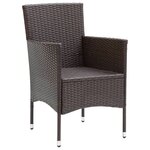 vidaXL Ensemble à manger de jardin et coussins 9 Pièces Poly rotin Marron