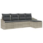 vidaXL Ensemble de salle à manger de jardin 5 pièces avec coussins Gris clair en poly rotin