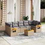 vidaXL Salon de jardin avec coussins 8 Pièces beige résine tressée