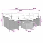 vidaXL Ensemble de canapé de jardin 7 Pièces gris et bleu marine