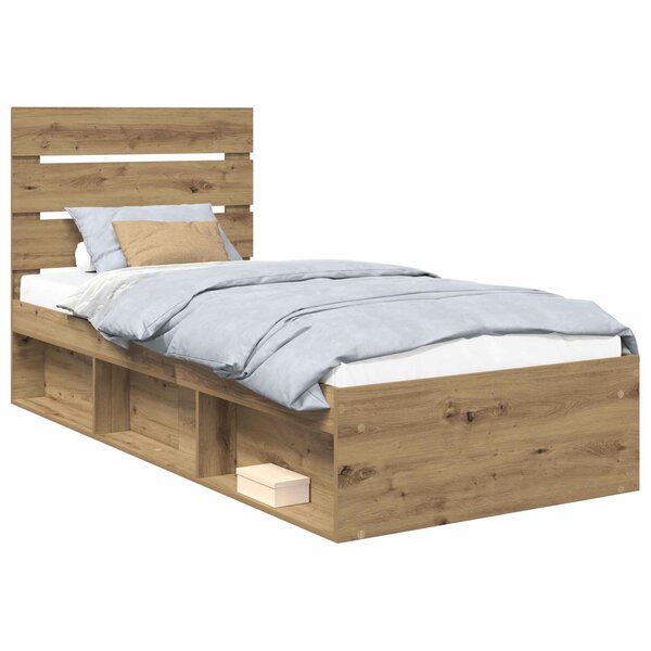 vidaXL Cadre de lit Chêne artisan 75 x 190 cm Bois de pin massif