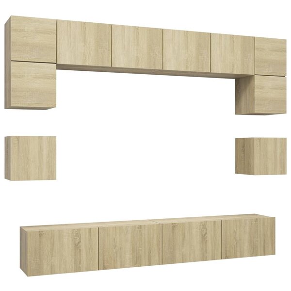 vidaXL Ensemble de meuble TV 8 Pièces Chêne sonoma Bois d'ingénierie
