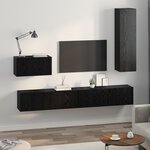vidaXL Meuble TV mural avec étagère Autre avec stockage avec porte 4 Pièces Chêne Noir