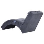 vidaXL Chaise longue de massage avec oreiller Gris Similicuir daim