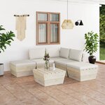 vidaXL Salon de jardin palette 6 Pièces avec coussins bois d'épicéa