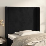 vidaXL Tête de lit avec oreilles Noir 93x16x118/128 cm Velours