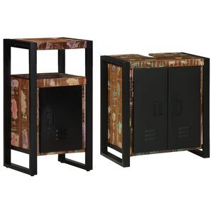 vidaXL Ensemble de mobilier de salle de bain avec étagère avec stockage avec porte 2 Pièces