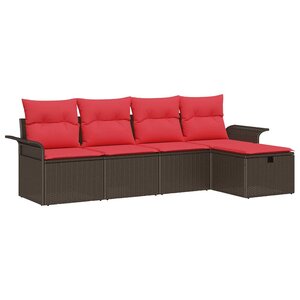 vidaXL Ensemble de canapé de jardin 5 Pièces Marron Poly rotin