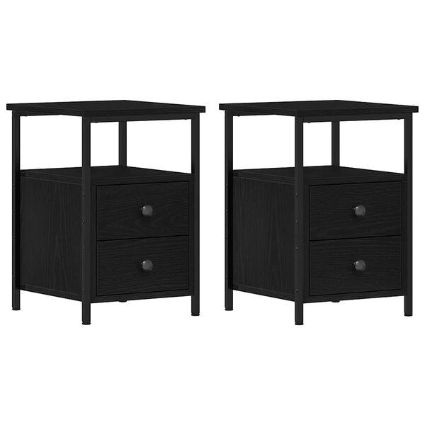vidaXL Tables de chevet 2 pièces Chêne noir 34 x 35 5 x 50 cm Bois d'ingénierie