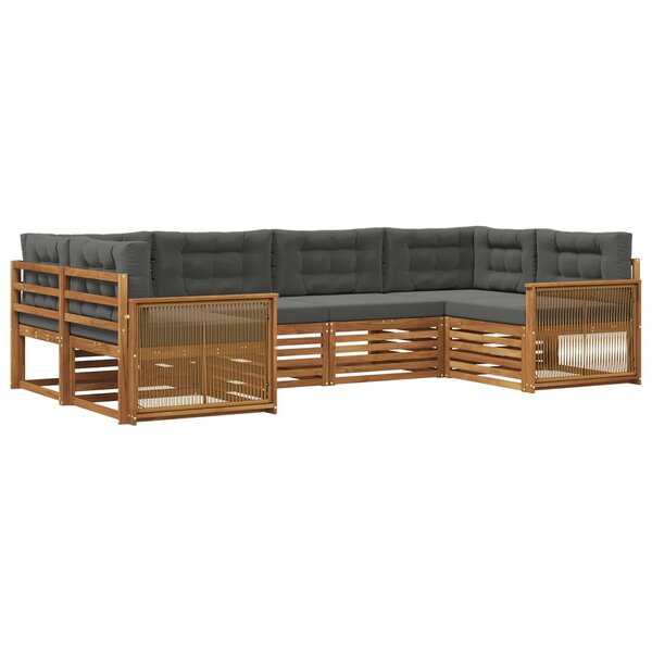 vidaXL Ensemble de canapés d'extérieur 6 Pièces Naturel et Anthracite