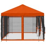 vidaXL Gazebo avec murs latéraux 6 x 3 m Orange Polyester et Acier
