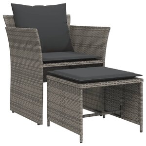 vidaXL Chaise de jardin avec tabouret gris résine tressée
