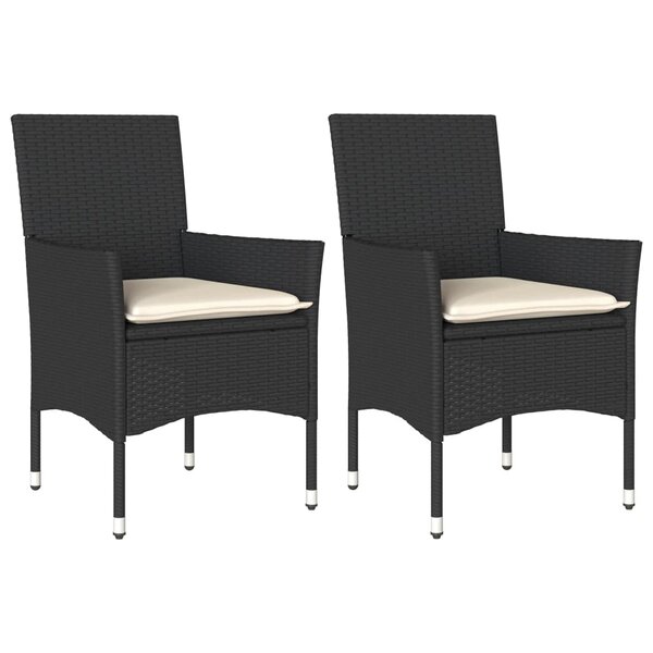 vidaXL Chaises de jardin avec coussins lot de 2 noir résine tressée