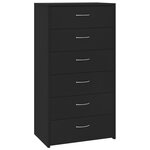 vidaXL Buffet avec 6 tiroirs Noir 50x34x96 cm Bois d'ingénierie