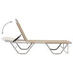 vidaXL Chaise longue aluminium et textilène crème