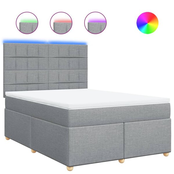 vidaXL Sommier à lattes de lit avec matelas Gris clair 140x200cm Tissu