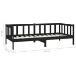 vidaXL Lit Noir Bois de pin massif 90x200 cm