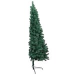 vidaXL Demi-arbre de Noël artificiel pré-éclairé et boules vert 180 cm