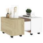 vidaXL Table basse Blanc et chêne sonoma 60x60x38 cm Aggloméré