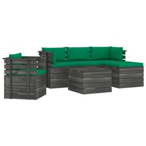 vidaXL Salon palette de jardin 6 Pièces avec coussins Bois de pin massif