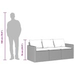 vidaXL Canapé de jardin avec coussins 3 places gris résine tressée