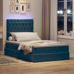 vidaXL Lit avec rangement et LED avec LED Bleu 120 x 190 cm Velours
