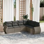 vidaXL Salon de jardin 6 Pièces avec coussins gris résine tressée